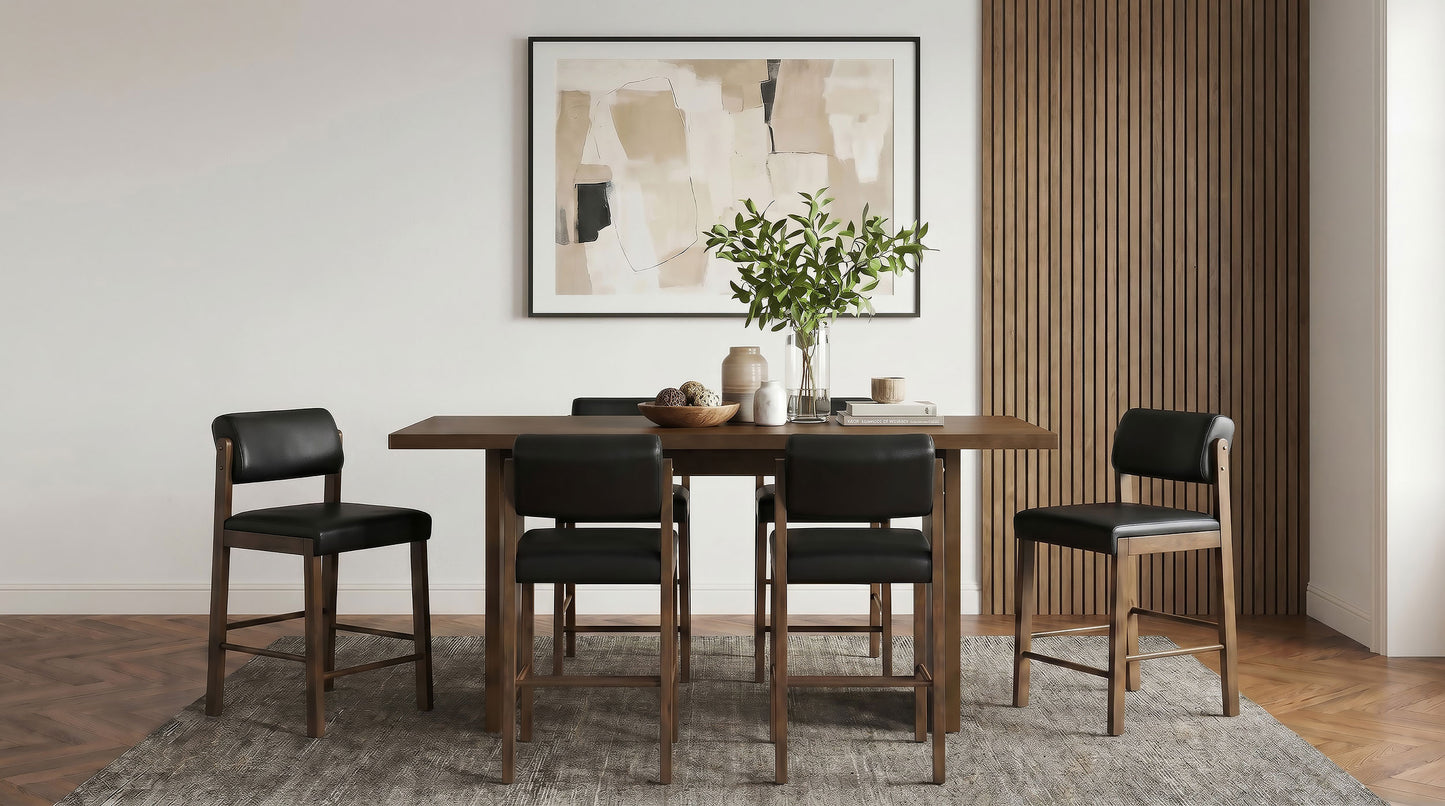 Kehoe Upholstered Counter Height Chair Black and Walnut (Set of 2)