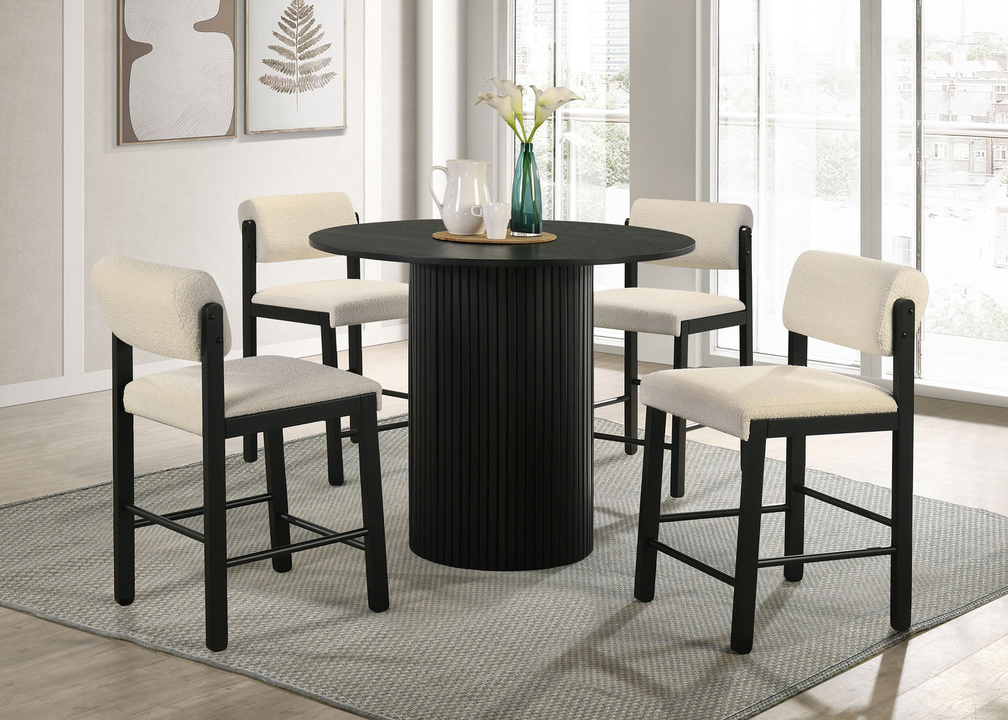 Kehoe Upholstered Counter Height Chair Cream and Black (Set of 2)