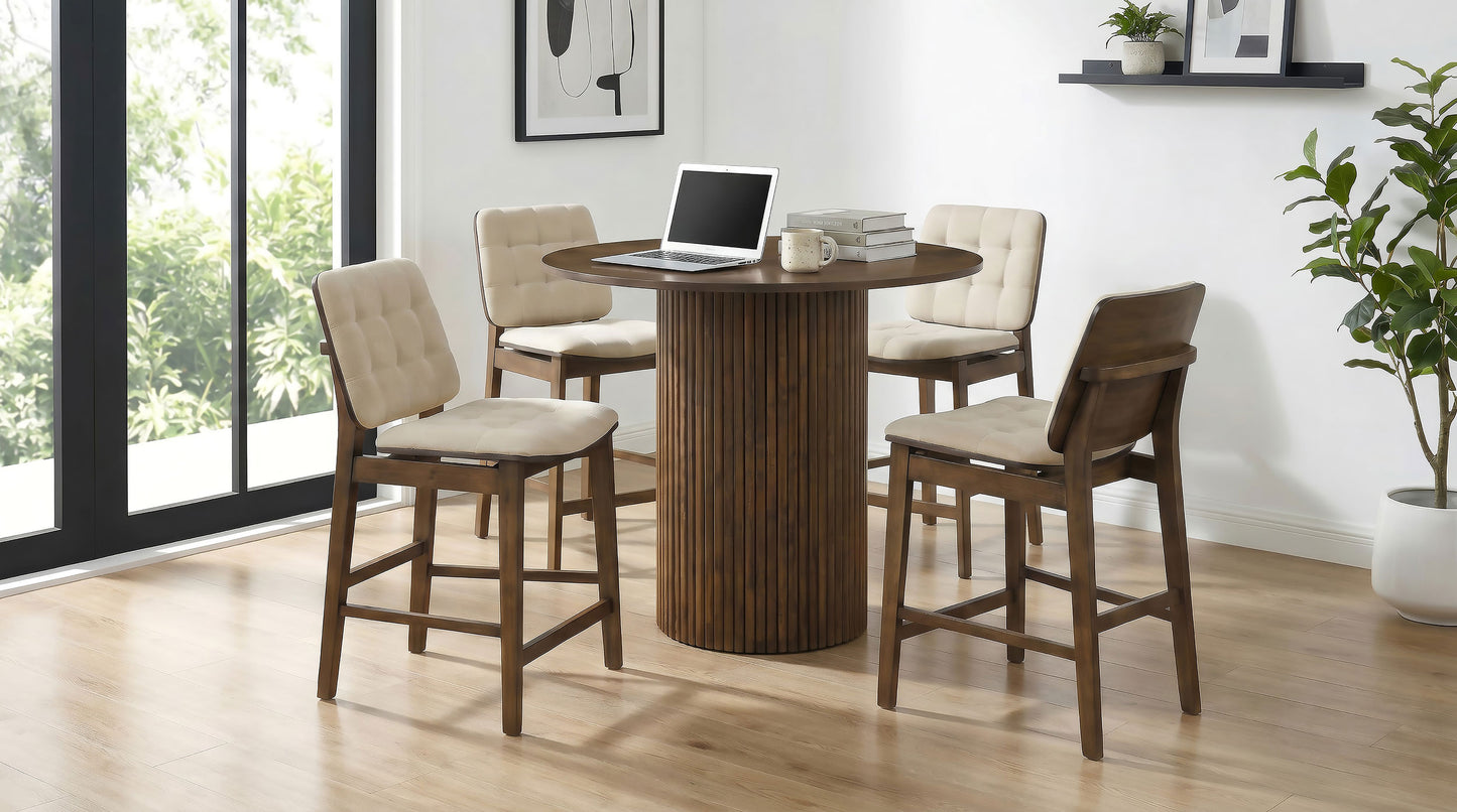 Redbridge Upholstered Counter Chair Cream and Walnut (Set of 2)