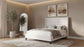 Leslie Upholstered Tufted Queen Wingback Platform Bed Beige
