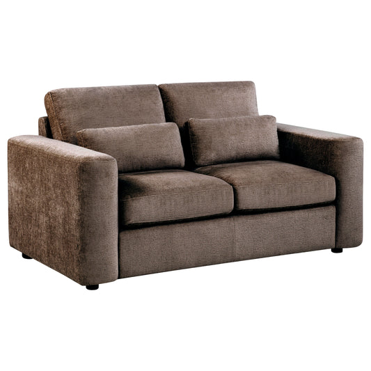 Amador Chenille Upholstered Track Arm Loveseat Chocolate