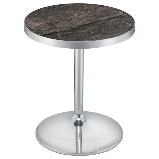 Cazen Round Faux Marble Top Pedestal Side Table Grey