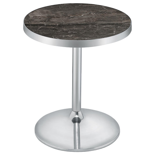 Cazen Round Faux Marble Top Pedestal Side Table Grey