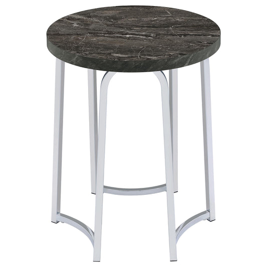 Barcelo Round Faux Marble Top Metal Side Table Grey