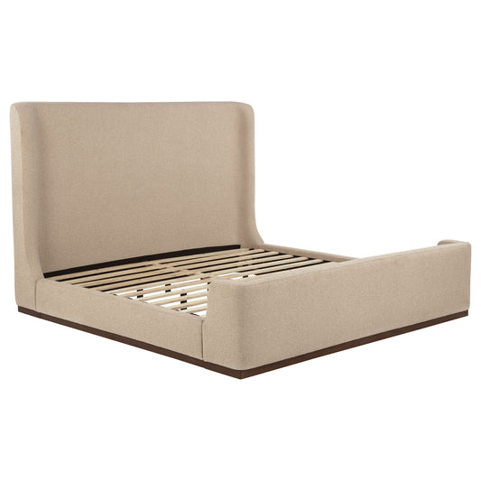 Nala Eastern King Fabric Upholstered Platform Bed Tan