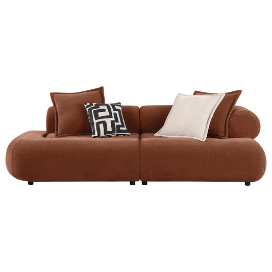 Byrne 105-inch Velvet Modular Bumper Sectional Sofa Rust