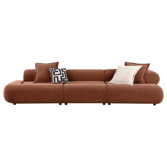 Byrne 143-inch Velvet Modular Bumper Sectional Sofa Rust