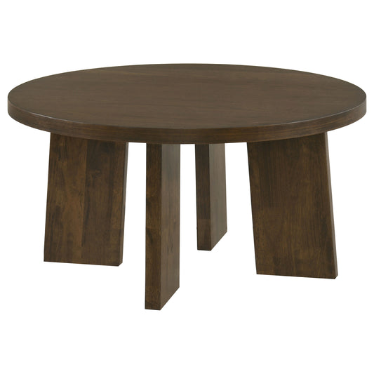 Strouse Contemporary Round Coffee Table in Dark Walnut