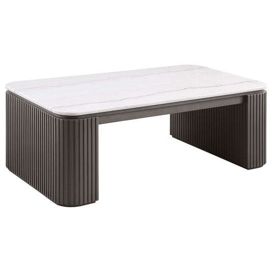 Lior Rectangular Marble Top Coffee Table Charcoal