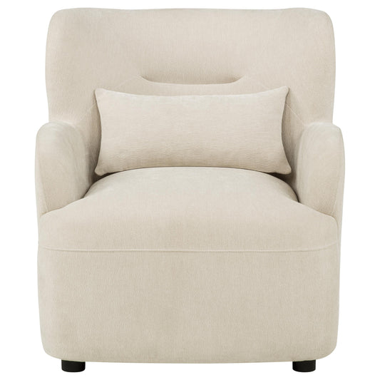 Duvall Contemporary Fabric Deep-Seated High-Back Accent Chair Beige