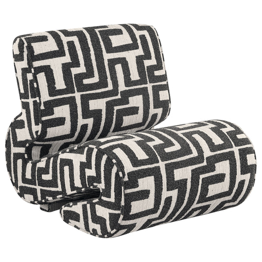 Eimer Geometric Jacquard Accent Chair Black
