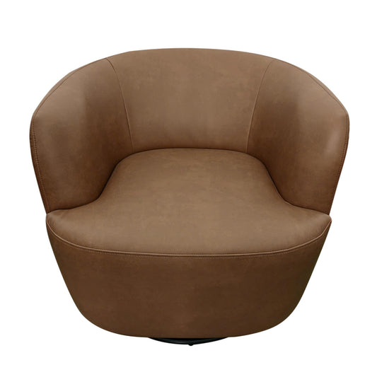 Hudson Faux Leather Swivel Accent Chair Cognac