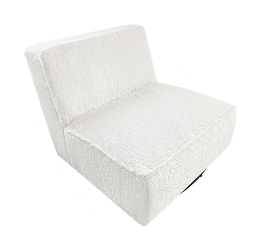 Badoer Faux Fur Swivel Accent Chair Ecru