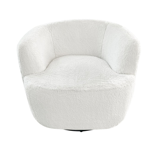 Hudson Faux Fur Swivel Accent Chair Ecru
