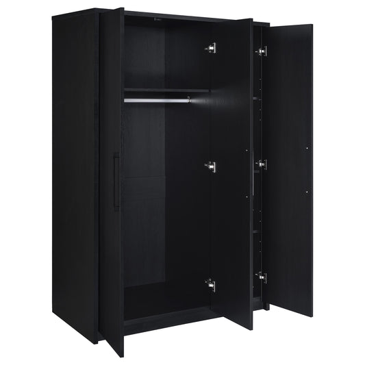 Cerda 3-door Bedroom Wardrobe Storage Cabinet Armoire Black