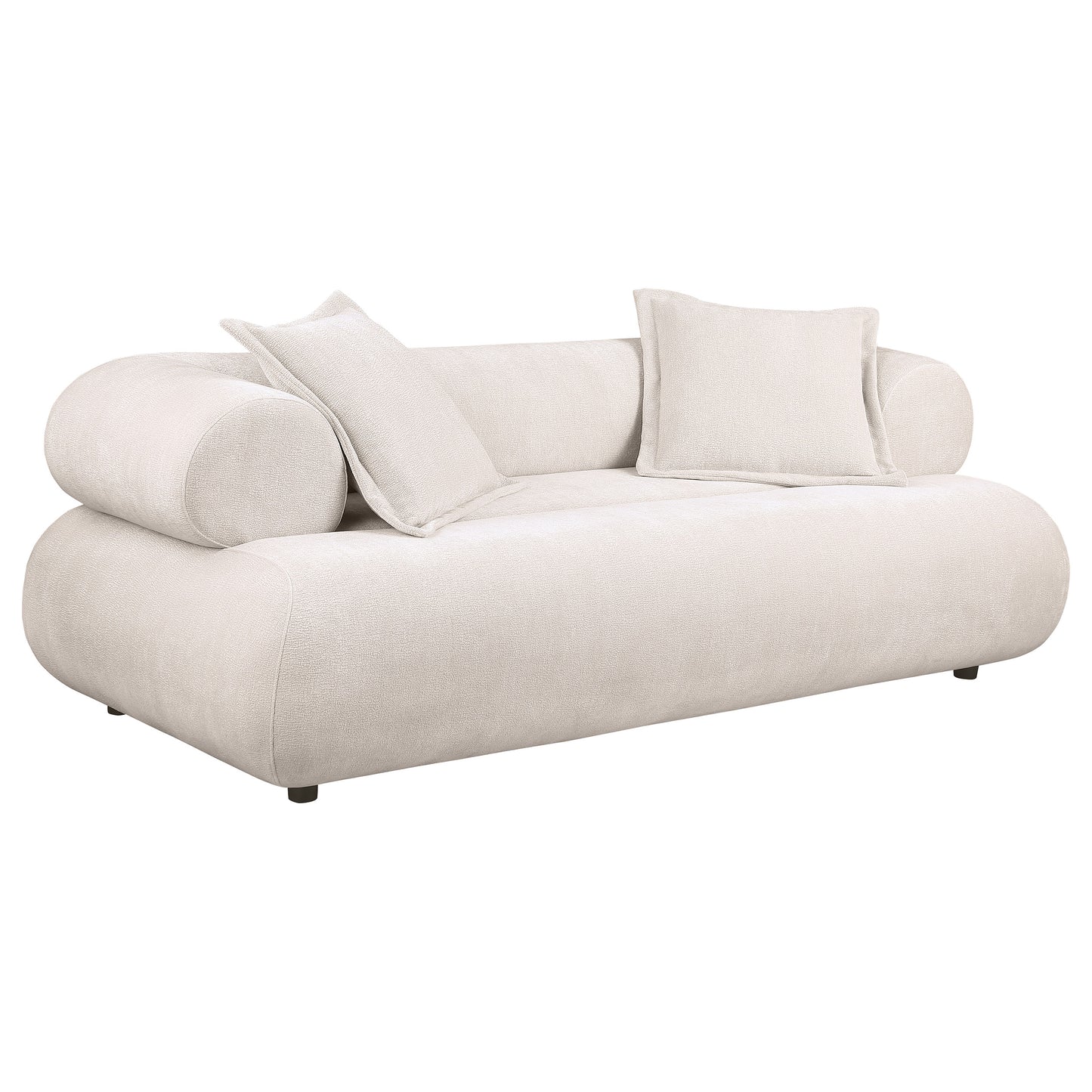 Eskola 3-seat Chenille Sofa with Rounded Shelter Arms Ivory