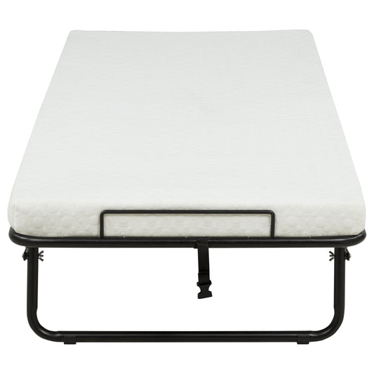 Massey Twin Folding Bed Frame with Memory Foam Mattress Black