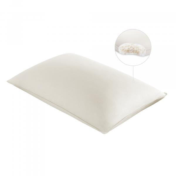 White pillow with fabric texture inset on a plain background