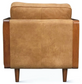 Brown leather armchair on a white background