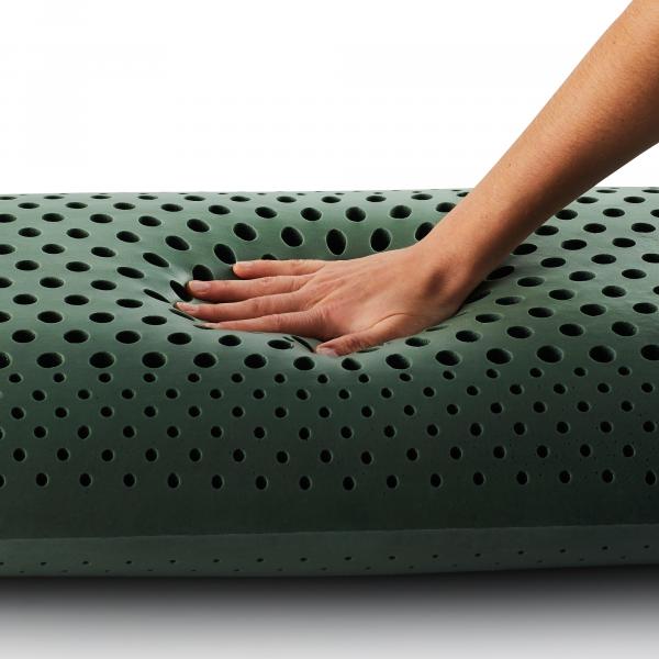 CBD Zoned Dough pillow with a natural cotton cover and a label indicating it is infused with CBD oil.