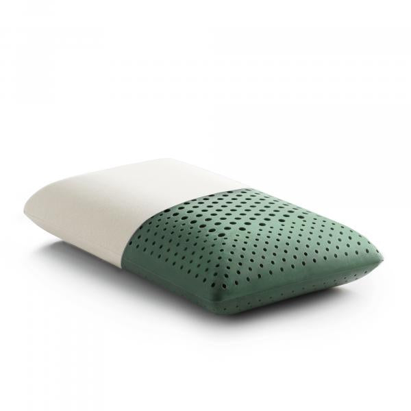 CBD Zoned Dough pillow with a natural cotton cover and a label indicating it is infused with CBD oil.